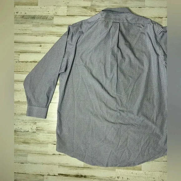 Brooks Brothers Blue Vertical Checked Shirt Mens 17-33 Button Up Long Sleeve - Picture 13 of 13